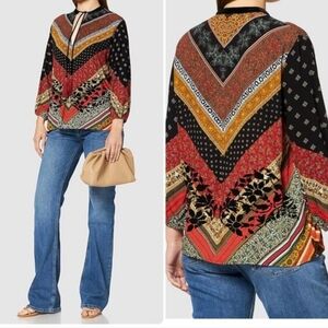 Desigual Lucia Chevron Patchwork Boho Blouse